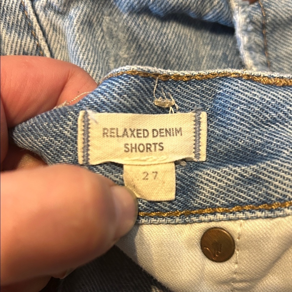 Madewell Faded Blue Ripped Jean Shorts - Picture 3 of 4